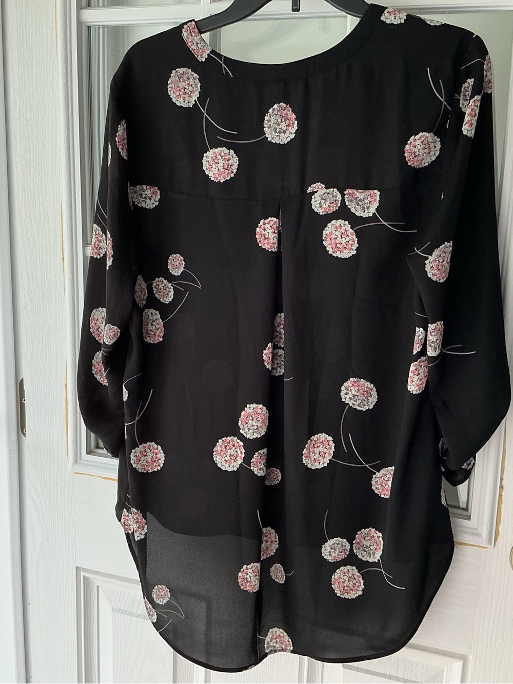 Daniel Rainn Black Floral V-Neck Blouse - Pink/White Accents - Picture 8 of 8